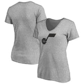 Utah Jazz Women's Primary Team Logo V-Neck T-Shirt Heathered Gray