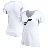Utah Jazz Women's Primary Team Logo V-Neck T-Shirt White