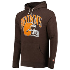 Cleveland Browns Homage Retro Helmet Tri-Blend Raglan Pullover Hoodie - Brown - NFL