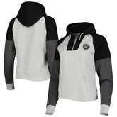 Las Vegas Raiders Antigua Women's Lightweight Jackpot Raglan Half-Zip Pullover Hoodie - Heather Gray - NFL