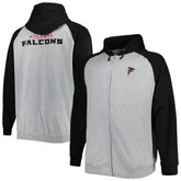 Atlanta Falcons Big & Tall Fleece Raglan Full-Zip Hoodie Jacket - Heather Gray - NFL