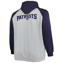 New England Patriots Big & Tall Fleece Raglan Full-Zip Hoodie Jacket - Heather Gray - NFL