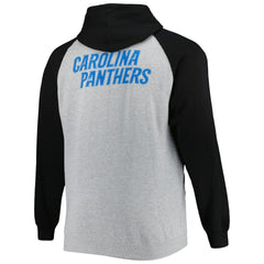Carolina Panthers Big & Tall Fleece Raglan Full-Zip Hoodie Jacket - Heather Gray - NFL