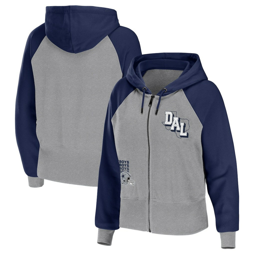 Dallas Cowboys WEAR by Erin Andrews Women's Colorblock Lightweight Full-Zip Hoodie - Silver - NFL