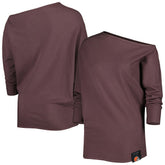 Cleveland Browns KIYA TOMLIN Women's Twisted Tri-Blend Asymmetrical 3/4-Dolman Sleeve Sweatshirt - Brown - NFL