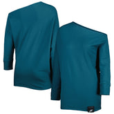 Philadelphia Eagles KIYA TOMLIN Women's Twisted Tri-Blend Asymmetrical 3/4-Dolman Sleeve Sweatshirt - Midnight Green - NFL