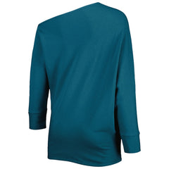 Philadelphia Eagles KIYA TOMLIN Women's Twisted Tri-Blend Asymmetrical 3/4-Dolman Sleeve Sweatshirt - Midnight Green - NFL