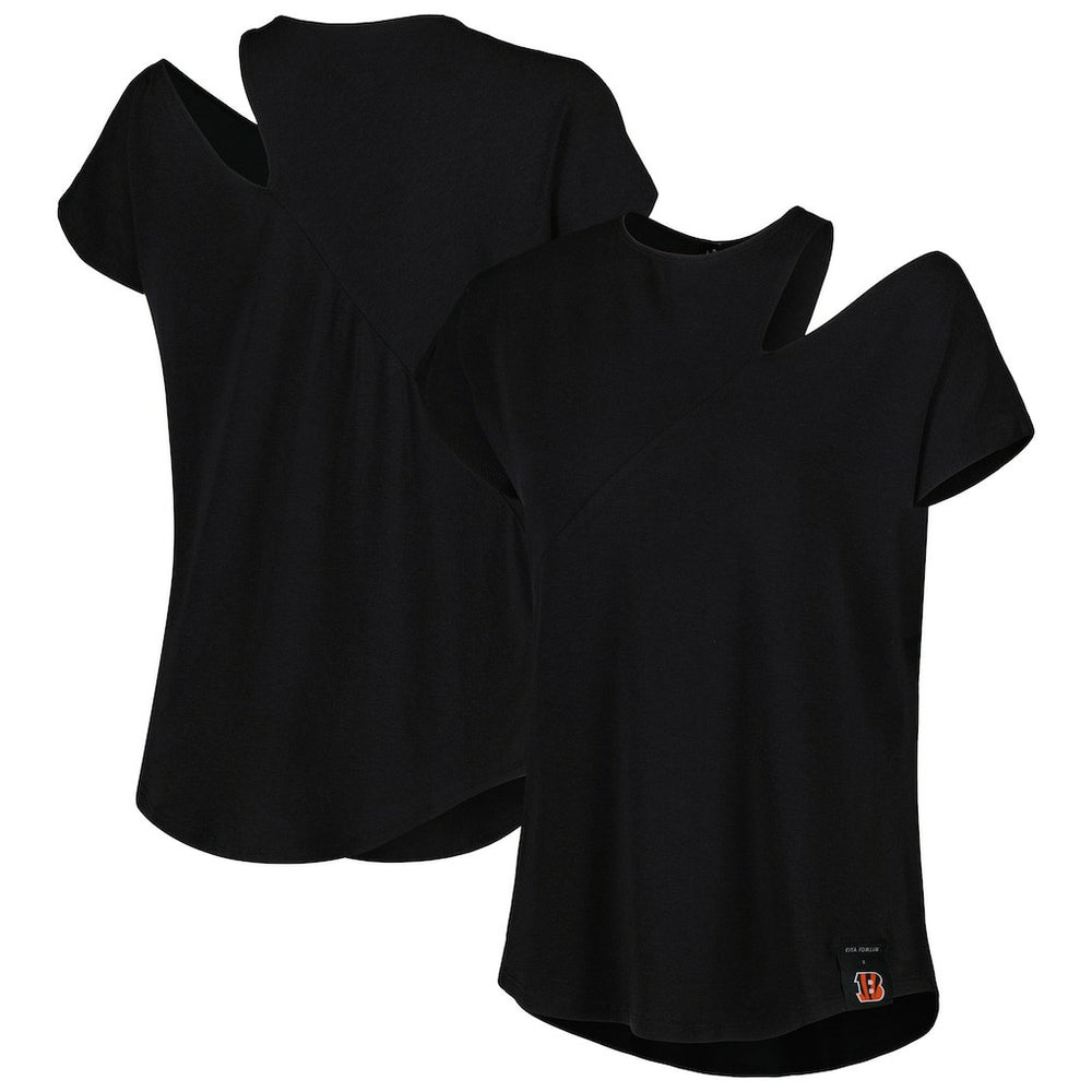 Cincinnati Bengals KIYA TOMLIN Women's Cut Out Tri-Blend Shirt - Black - NFL