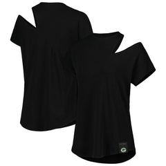 Green Bay Packers KIYA TOMLIN Women's Cut Out Tri-Blend Shirt - Black - NFL