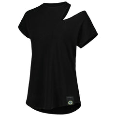 Green Bay Packers KIYA TOMLIN Women's Cut Out Tri-Blend Shirt - Black - NFL