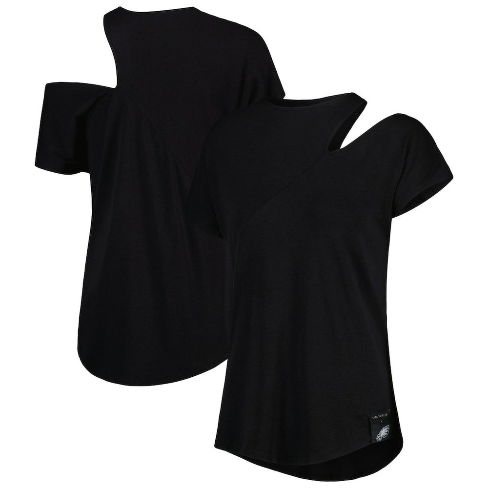 Philadelphia Eagles KIYA TOMLIN Women's Cut Out Tri-Blend Shirt - Black - NFL