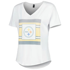 Pittsburgh Steelers KIYA TOMLIN Women's Tri-Blend V-Neck T-Shirt - White - NFL