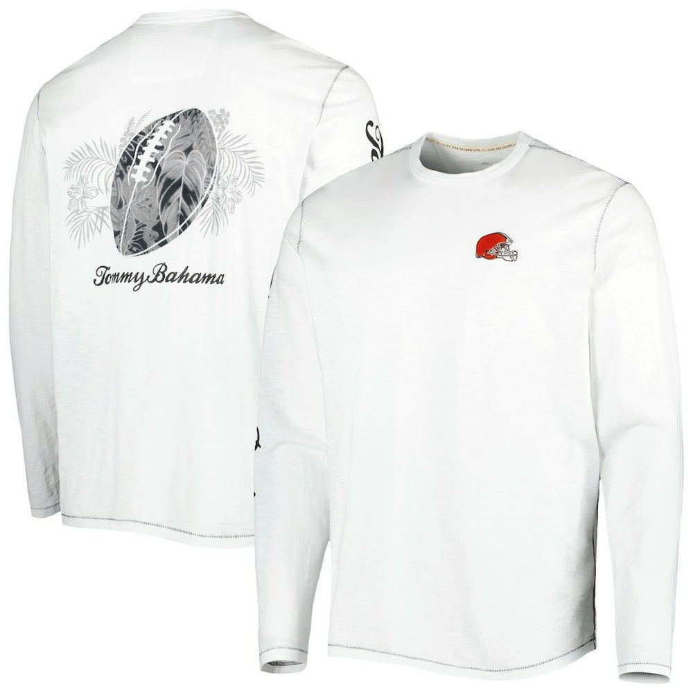 Cleveland Browns Laces Out Billboard Long Sleeve T-Shirt - White - Tommy Bahama