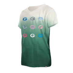 Green Bay Packers New Era Youth Multi Logo Ombre V-Neck T-Shirt - Green - NFL