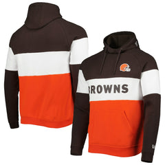 Cleveland Browns New Era Colorblock Current Pullover Hoodie - Orange - NFL