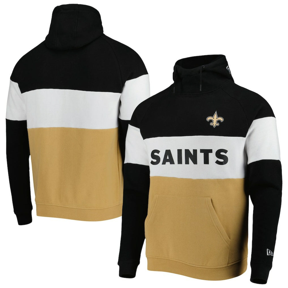 New Orleans Saints New Era Colorblock Current Pullover Hoodie - Gold/Black - NFL