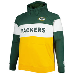 Green Bay Packers New Era Big & Tall Current Team Colorblock Fleece Raglan Pullover Hoodie - Green/Gold - NFL