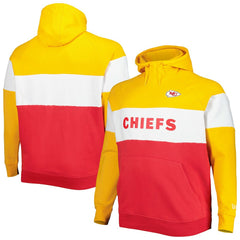 Kansas City Chiefs New Era Big & Tall Current Team Colorblock Fleece Raglan Pullover Hoodie - Gold/Red - NFL