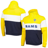 Los Angeles Rams New Era Colorblock Throwback Pullover Hoodie - Navy/Gold - NFL