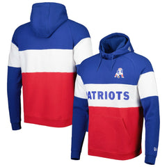 New England Patriots New Era Colorblock Throwback Pullover Hoodie - Red/Royal - NFL