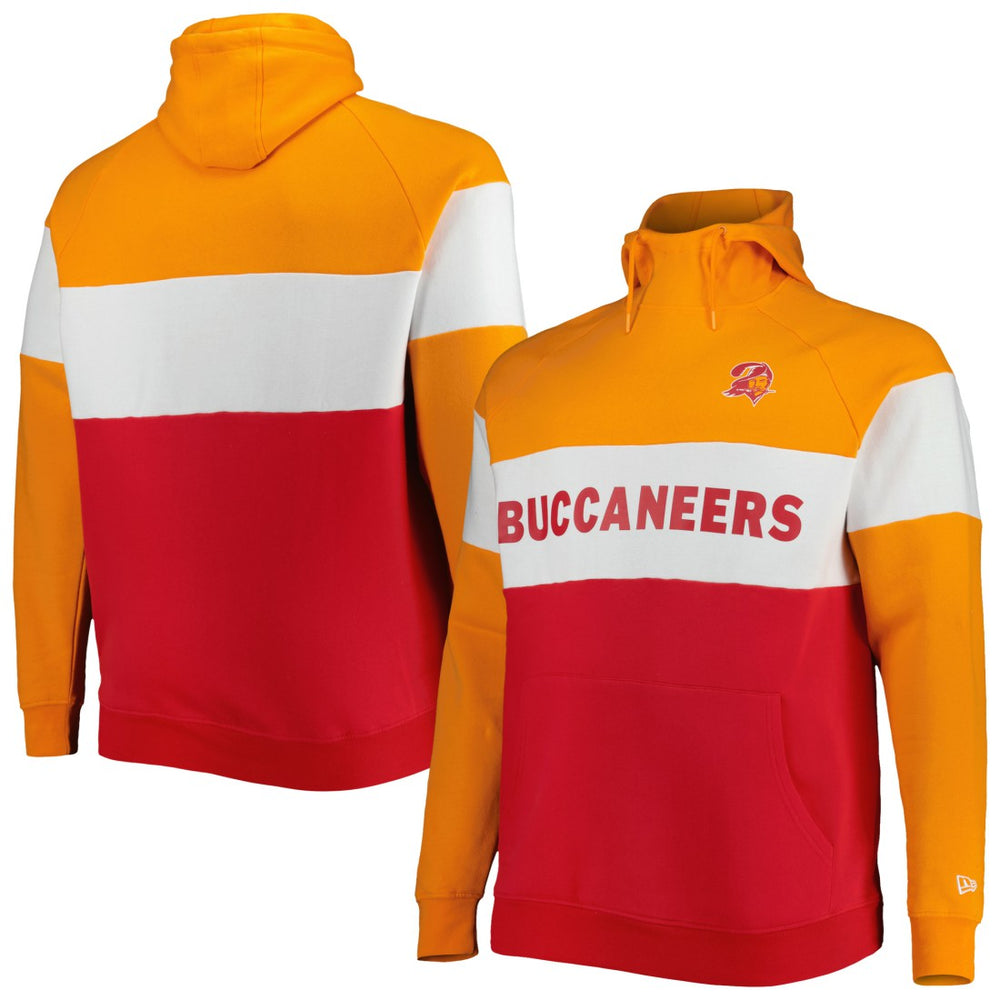 Tampa Bay Buccaneers New Era Big & Tall Throwback Colorblock Raglan Pullover Hoodie - Red - NFL