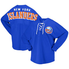 New York Islanders Fanatics Women's Spirit Lace-Up V-Neck Long Sleeve Jersey T-Shirt - Royal | Fanatics Lifestyle