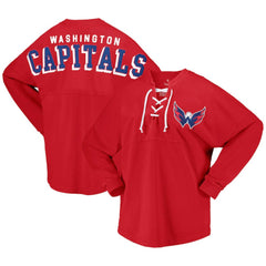 Washington Capitals Fanatics Women's Spirit Lace-Up V-Neck Long Sleeve Jersey T-Shirt - Red | Fanatics on sale
