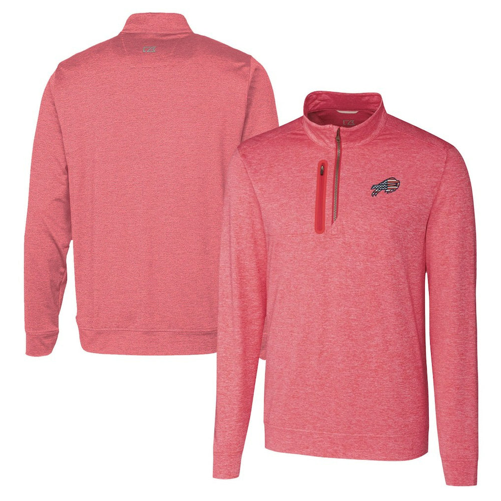 Buffalo Bills Cutter & Buck Americana Stealth Quarter-Zip Pullover Top - Red - NFL