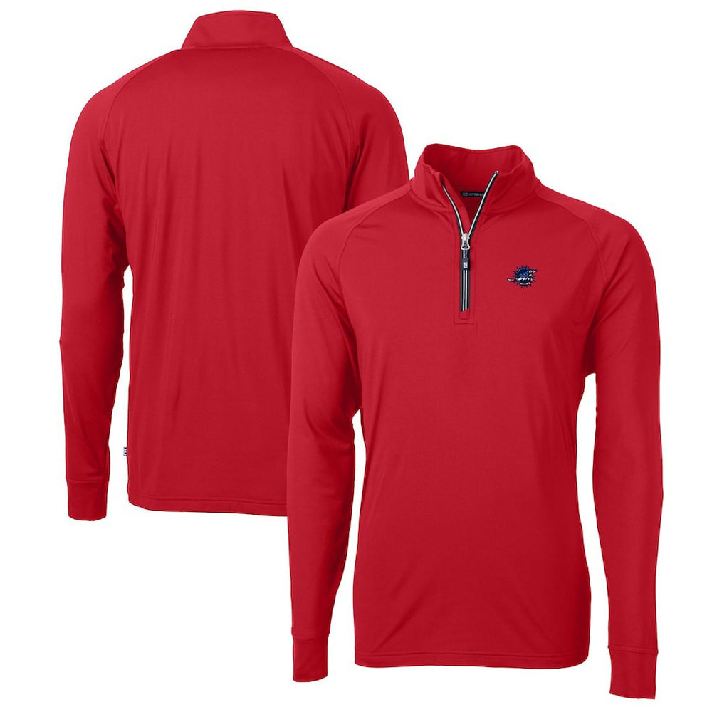 Miami Dolphins Cutter & Buck Big & Tall Adapt Eco Knit Stretch Recycled Quarter-Zip Pullover Top - Red - NFL