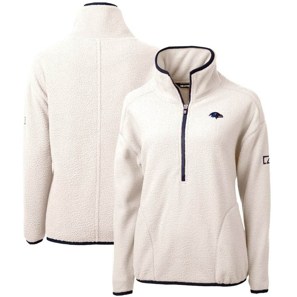 Baltimore Ravens Cutter & Buck Women's Americana Cascade Eco Sherpa Fleece Half-Zip Pullover Jacket - Cream - NFL