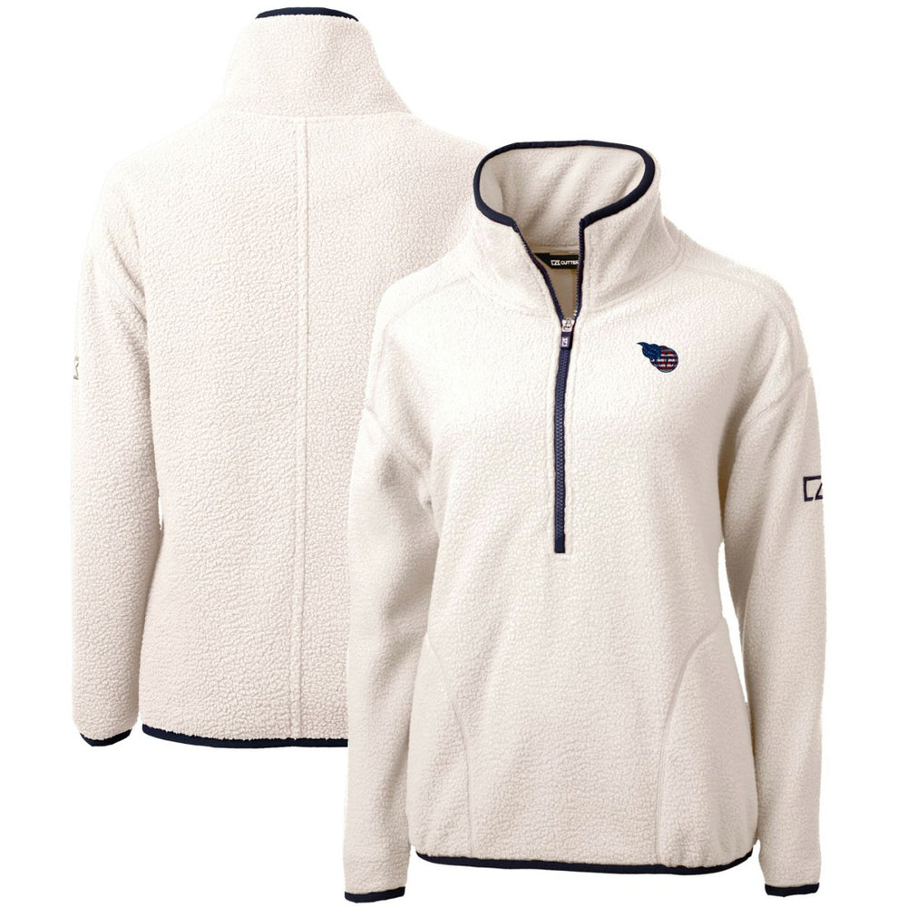 Tennessee Titans Cutter & Buck Women's Americana Cascade Eco Sherpa Fleece Half-Zip Pullover Jacket - Cream - NFL