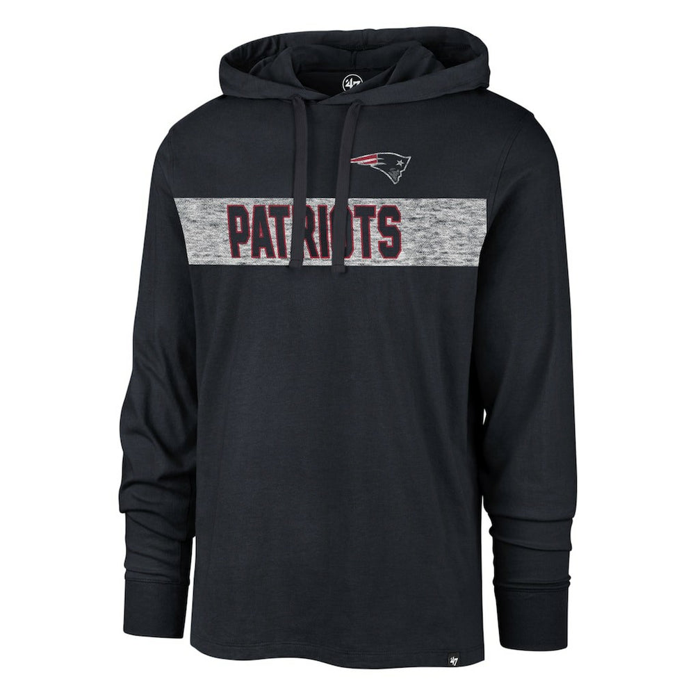 New England Patriots '47 Field Franklin Hooded Long Sleeve T-Shirt - Navy - 47 brand