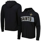 New Orleans Saints '47 Field Franklin Hooded Long Sleeve T-Shirt - Black - 47 brand