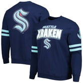 Seattle Kraken Mitchell & Ness Allover Logo Pullover Sweatshirt - Deep Sea Blue | NHL sale