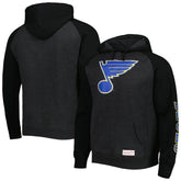 St. Louis Blues Mitchell & Ness Distressed Logo Raglan Pullover Hoodie - Heather Black | NHL near me