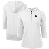 Minnesota Vikings Cutter & Buck Women's Virtue Eco Pique 3/4 Sleeve Half-Zip Pullover Hoodie - White - NFL
