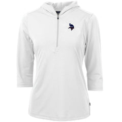 Minnesota Vikings Cutter & Buck Women's Virtue Eco Pique 3/4 Sleeve Half-Zip Pullover Hoodie - White - NFL