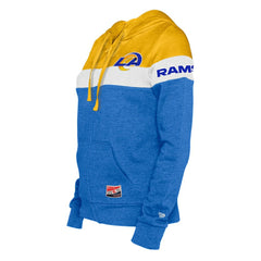 Los Angeles Rams New Era Women's Throwback Colorblock Full-Zip Hoodie - Royal/Gold - NFL