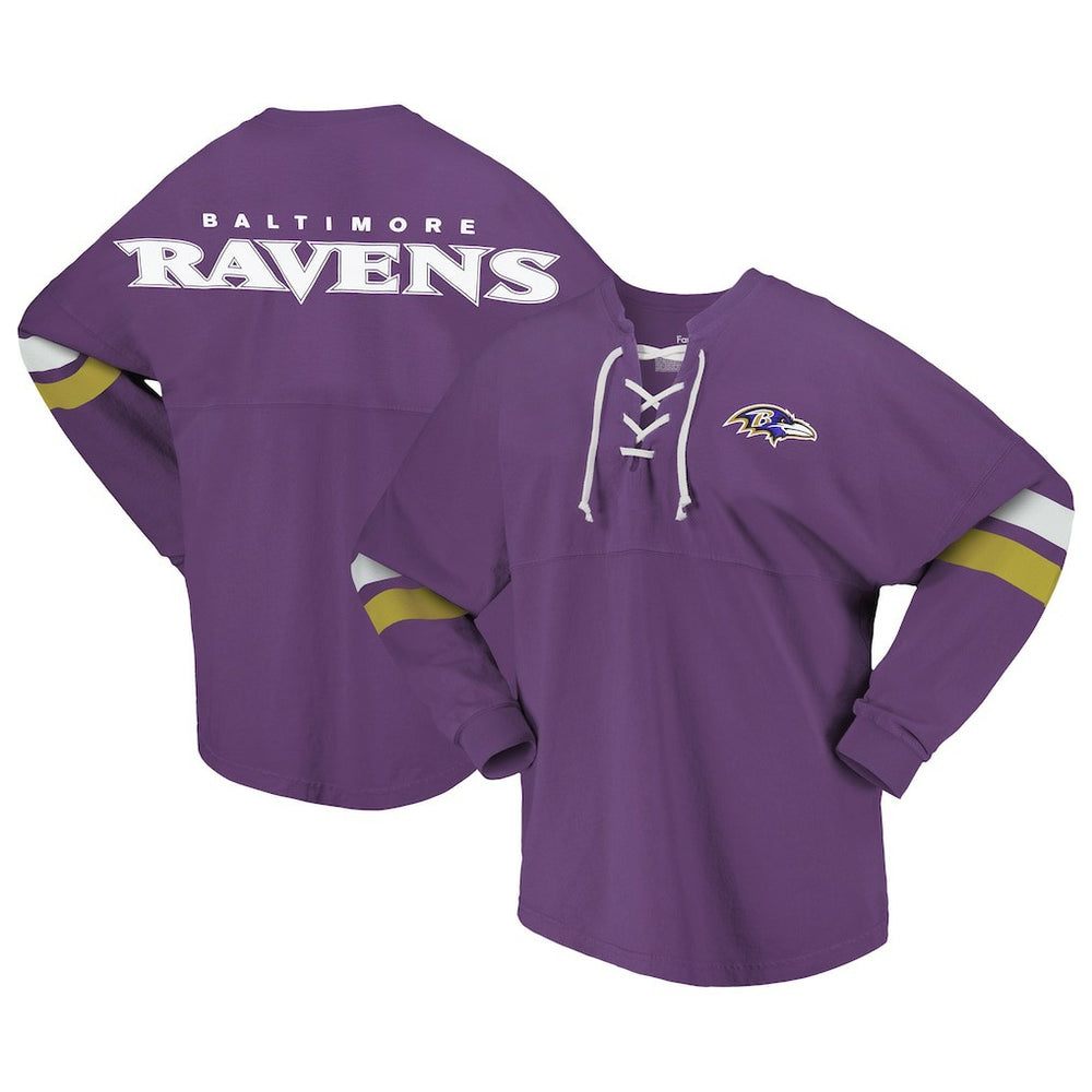 Baltimore Ravens Women's Spirit Jersey Lace-Up V-Neck Long Sleeve T-Shirt - Purple - Fanatics