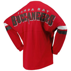 Tampa Bay Buccaneers Women's Spirit Jersey Lace-Up V-Neck Long Sleeve T-Shirt - Red - Fanatics