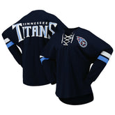 Tennessee Titans Women's Spirit Jersey Lace-Up V-Neck Long Sleeve T-Shirt - Navy - Fanatics