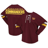 Washington Commanders Women's Spirit Jersey Lace-Up V-Neck Long Sleeve T-Shirt - Burgundy - Fanatics