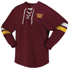 Washington Commanders Women's Spirit Jersey Lace-Up V-Neck Long Sleeve T-Shirt - Burgundy - Fanatics
