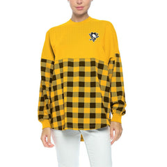 Pittsburgh Penguins Fanatics Women's Buffalo Check Long Sleeve T-Shirt - Gold | Fanatics discount