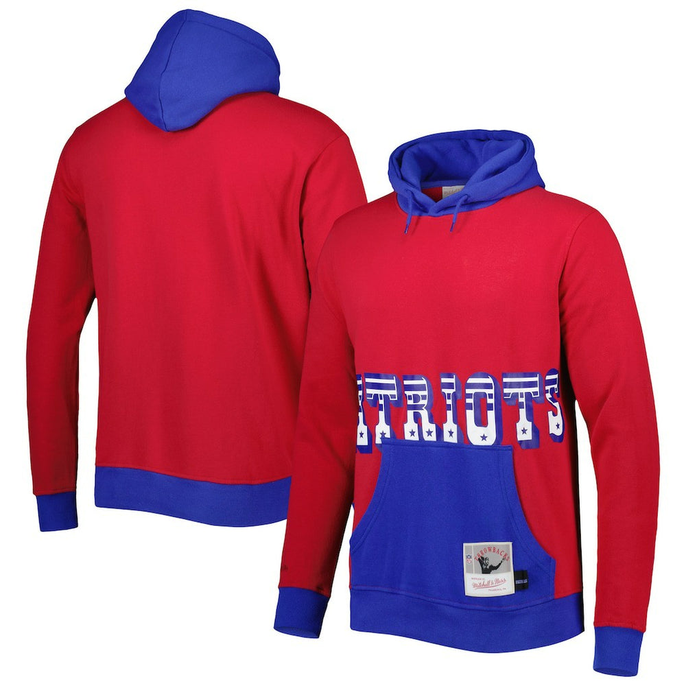 New England Patriots Big Face 5.0 Pullover Hoodie - Red - Mitchell & Ness