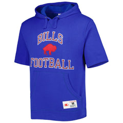 Buffalo Bills Washed Short Sleeve Pullover Hoodie - Royal - Mitchell & Ness