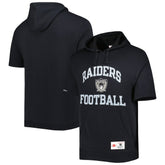 Las Vegas Raiders Washed Short Sleeve Pullover Hoodie - Black - Mitchell & Ness
