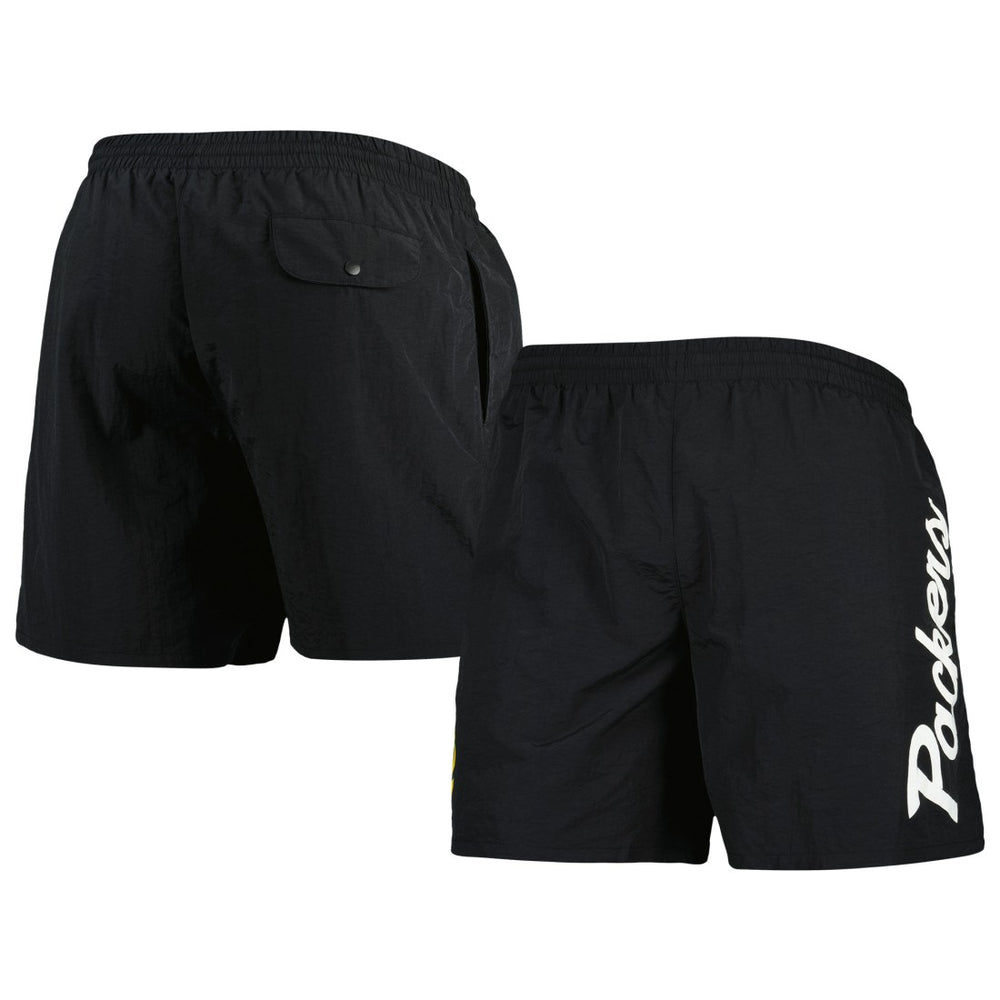 Green Bay Packers Team Essentials Nylon Shorts - Black - Mitchell & Ness