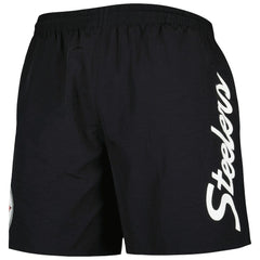 Pittsburgh Steelers Team Essentials Nylon Shorts - Black - Mitchell & Ness