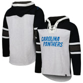 Carolina Panthers '47 Gridiron Lace-Up Pullover Hoodie - Heather Gray - 47 brand